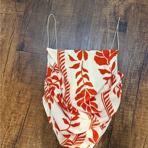 H&M Red and Cream Camisole Top